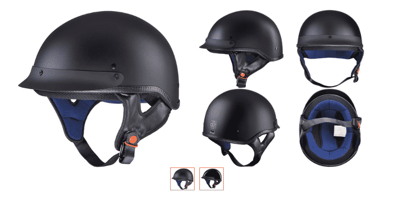 AHR Motorcycle Half Face Helmet DOT Approved Motorbike Cruiser Chopper
