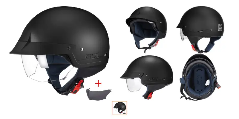 Rapido DOT Approved Motorcycle Helmet, Half Helmet Open Face Motorcycle  Helmets for Moped Cruiser Scooter with Sun Visor and Quick Release Buckle 