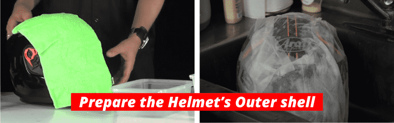 Prepare the helmets outer shell before cleaning