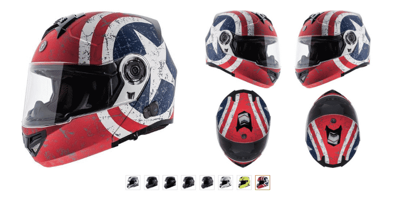 TORC T27 Full Face Modular Helmet with Integrated Blinc Bluetooth