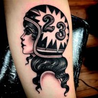 helmet girl tattoo