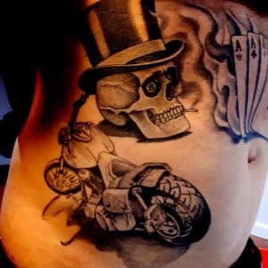motorcycle and skull tattoos