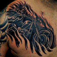 skeleton and motorcycle tattoos