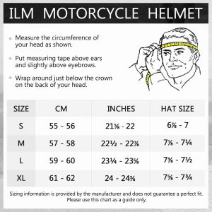 Ilm Half Face Motorcyle Helmet Size Chart